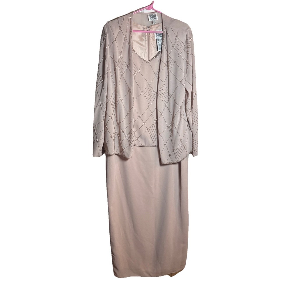 R & M Richards Beaded Blush Formal‎ Dress Set 2‑Piece Women's 14 Evening